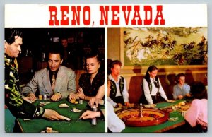 Reno  Nevada  Gambling  Blackjack Roulette  1966    Postcard