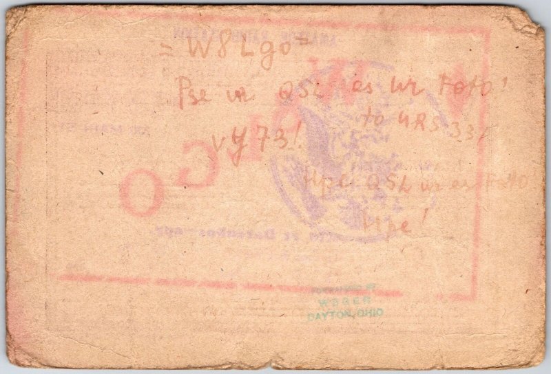 1957 QSL Radio Card W8LGO Leningrad USSR Amateur Radio Station Posted Postcard