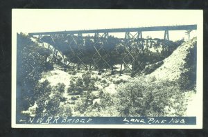 RPPC LONG PINE NEBRASKA RAILROAD TRAIN BRIDGE VINTAGE CYKO REAL PHOTO POSTCARD