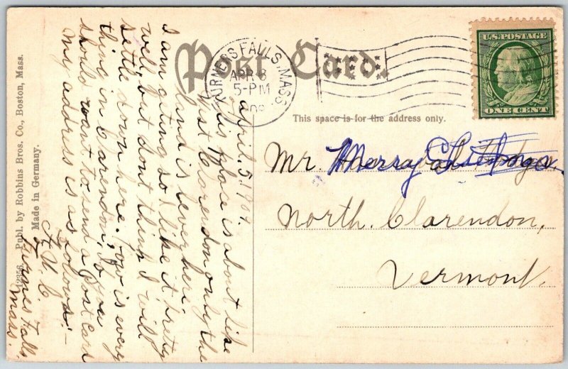 Turners Falls Massachusetts 1908 Postcard Carnegie Library