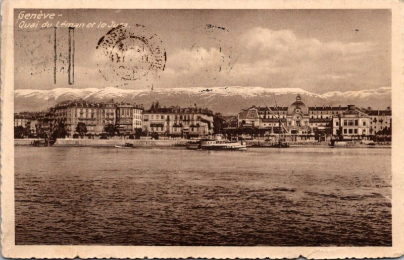 Switzerland Geneve Quai du Leman et le Jura 1918