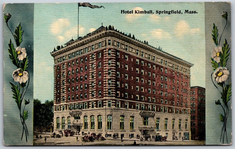 Vtg Springfield Massachusetts MA Hotel Kimball 1910s View Old Postcard