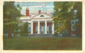 Charlottesville, Virginia, Monticello, Home of Jefferson WB Postmarked 1916