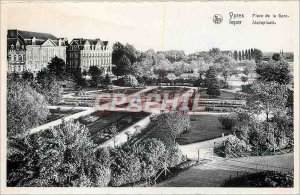 Old Postcard Ypres Train Station Square