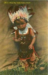 Native American Baby, Heap Big, Little Indian Chief, Curteich 4B-H1354