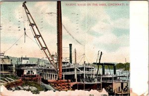 Postcard BOAT SCENE Cincinnati Ohio OH AM7307