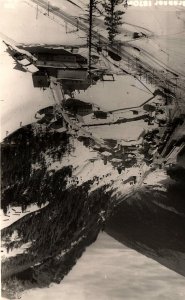 AUSTRIA BRENNER PASS ALPS AERIAL VIEW RAILWAY SNOW 1370M RPPC POSTCARD P1642