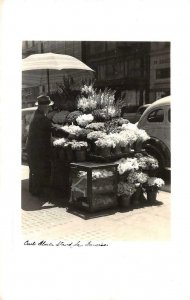 RPPC Flower Stand SAN FRANCISCO Street Scene c1940s Vintage Photo Postcard