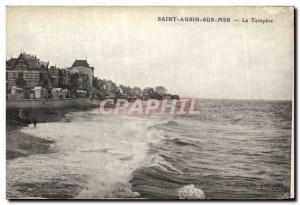 Old Postcard St Aubin The sea storm