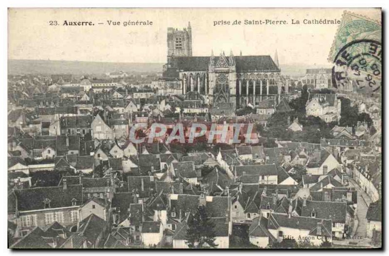 Old Postcard Auxerre Vue Generale De Saint Pierre cathedral Jack