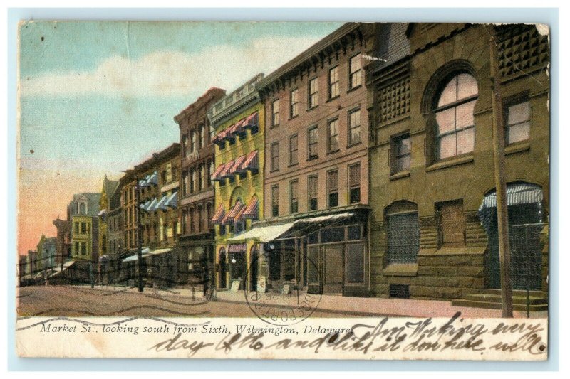 1908 Market Street, Looking South from Sixth, Wilmington, Delaware DE Postcard 