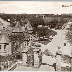 c1910s Dundee Scotland Postcard Baxter Park Entrance Gate Lodge Pavilion JV View