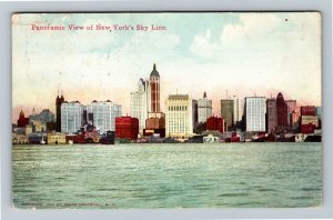 New York City, Skyline Panoramic View Vintage Postcard 