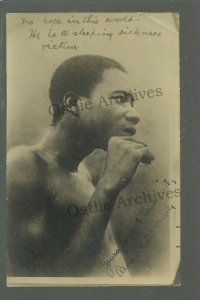 Congo DCR AFRICA RPPC c1910 AFRICANS Black Missionary SLEEPING SICKNESS Negro #5 