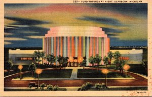 Michigan Dearborn Ford Rotunda At Night 1949 Curteich