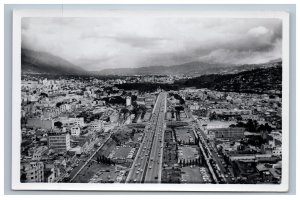 Real Photo Postcard Caracas Venezuela Aerial Birds Eye Street Scene Vintage