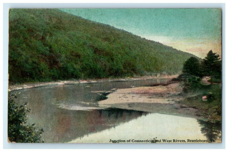 1909 Connecticut & West Rivers Junction Brattleboro VT Charlestown NJ Postcard