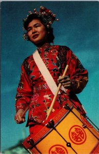 VINTAGE POSTCARD THE ST. MARY'S CHINESE GIRLS DRUMP CORPS SAN FRANCISCO 1960s