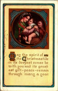Virgin and Child Christmas Christmastide Embossed Whitney Made DB Postcard C6