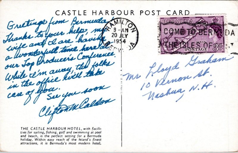 Postcard Bermuda - Castle Harbor Hotel