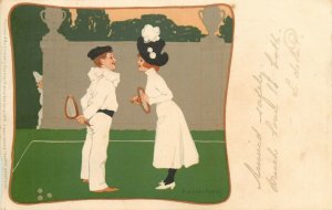 Art nouveau artist signed B. WENNEBERG Lawn tennis 1903