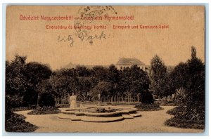 1907 Erlenpark und Garnisons- Spital Greetings from Hermannstadt Postcard