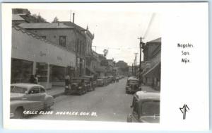 RPPC  NOGALES, SONORA Mexico  CALLE ELIAS Street Scene 1950s Trimmed MF Postcard