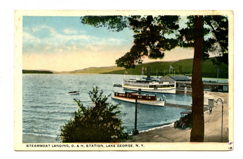 NY - Lake George. D & H Sta., Steamboat Landing. RPO- Pocono & L George RR