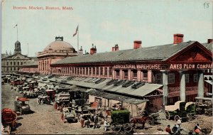 Boston Market Boston MA Ames Plow Company Sign Unused Leighton Postcard H17