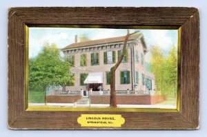 Lincoln House Springfield Illinois  IL Faux Wood Frame DB Postcard M8