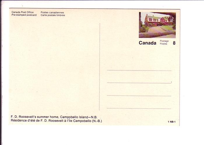 Roosevelt's Summer Home, Campobello Island, New Brunswick,  Canada Post Prepa...