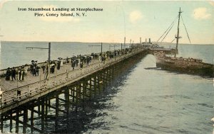 c1910 Postcard; Iron Steamboat Landing at Steeplechase Pier, Coney Island NY