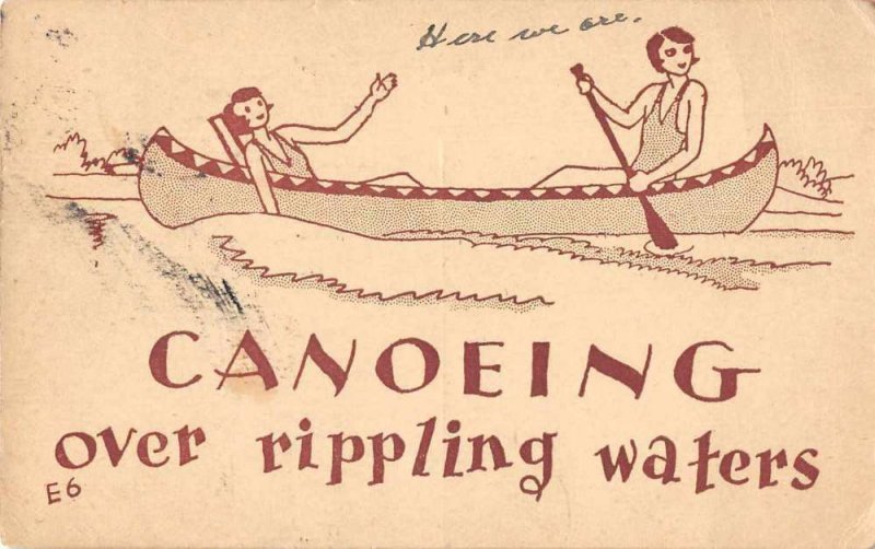 Camp Greetings Ladies Canoeing Vintage Postcard JF686284