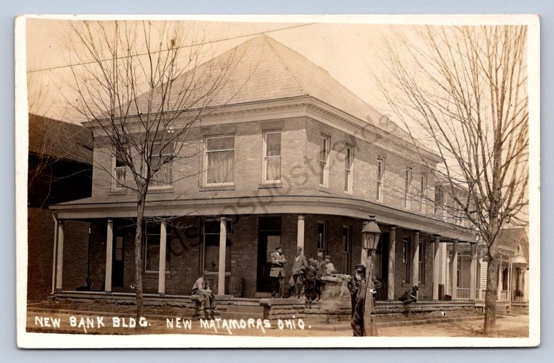 J87/ New Metamoras Ohio RPPC Postcard c1910 Marietta New Bank 1375