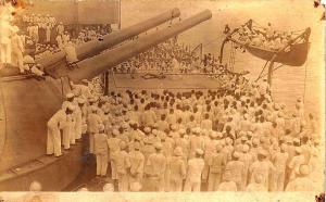 U.S.S. Texas Boxing Match 2-22-1916 Jimmy DeForest Trainer RPPC Postcard