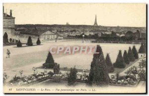Postcard Old St Cloud Park Panoramic View Of Paris Tour Eiffel