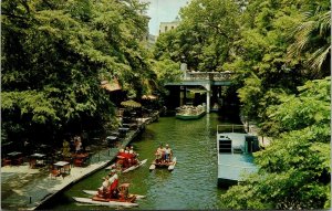 Resturant Boats San Antonio River TX Texas VTG Postcard UNP Unused Vintage 