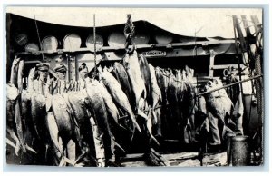 c1920's USS Colorado Fishing Fish Captain Skipper US Navy RPPC Photo Postcard