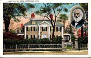 Longfellow Home Cambridge Massachusetts MA WB Postcard VTG UNP Tichnor Vintage 