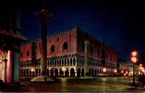 Italy Venezia The Ducal Palace By Night