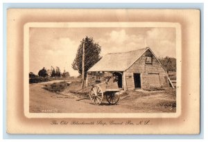 c1940's Horse Cart The Old Blacksmith Shop Grand Pre Nova Scotia Canada Postcard 