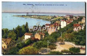 Old Postcard Thonon Boulevard de la Corniche and Lake Leman