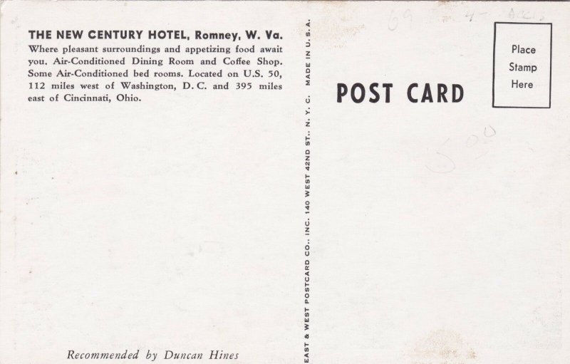 West Virginia Romney The New Century Hotel sk1797