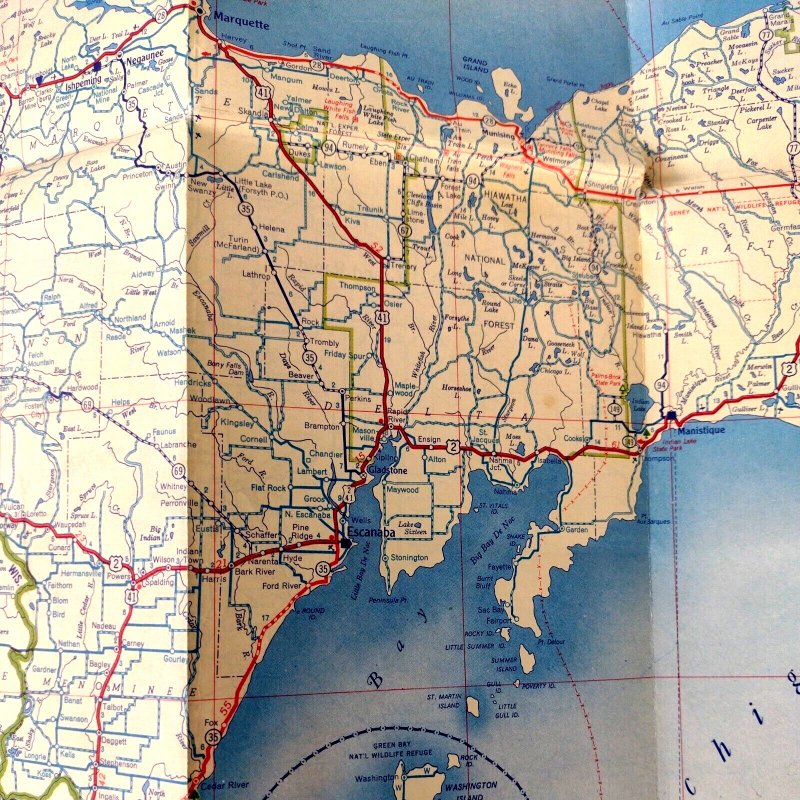 Circa 1950 Travel Michigan With Conoco Road Map Vintage Advertising