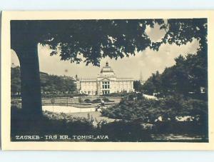 old rppc BUILDING THROUGH TREES Zagreb Croatia HM1606