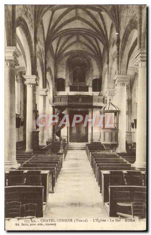 Old Postcard Chatel Censoir L & # 39eglise The nave