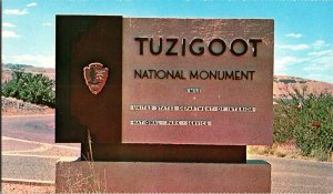 Entrance Sign Tuzigoot Nat'l Monument Prehistoric Indian Ruins AZ Postcard J54