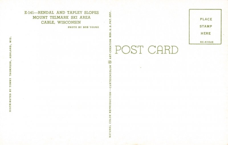 1950's Mount Telmark Ski Area Cable Wisconsin Postcard 2R5-417 