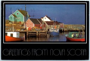 Postcard - Fishing boats at rest - Greetings from Nova Scotia, Canada 