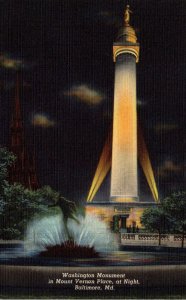 Monuments Washington Monument In Mount Vernon Place At Night Baltimore Maryla...